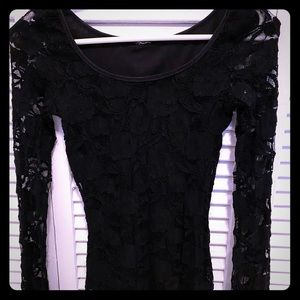 Black Lace Body Hugging Body Liner/ Lace sleeves